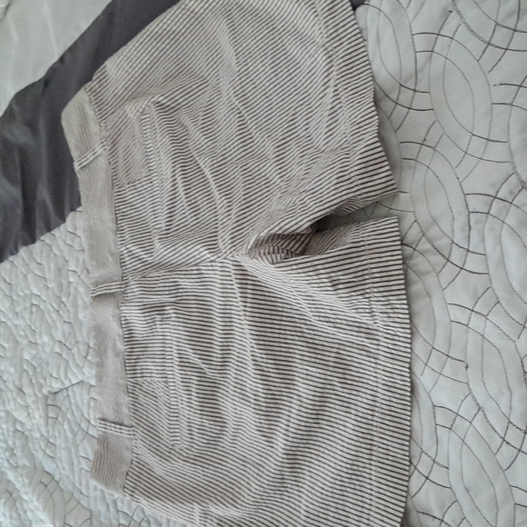 LOFT brown/white pinstripe shorts. Size 2. - Picture 2 of 5